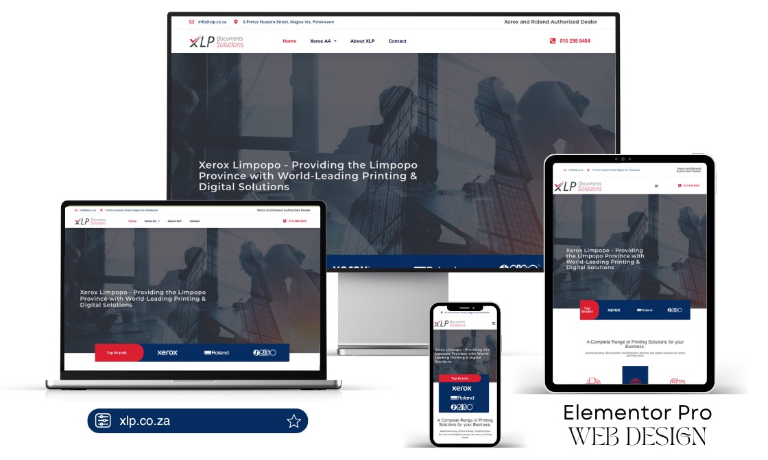 Website design screen sizes showcasing Luxvero Tech built with Elementor Pro and WordPress